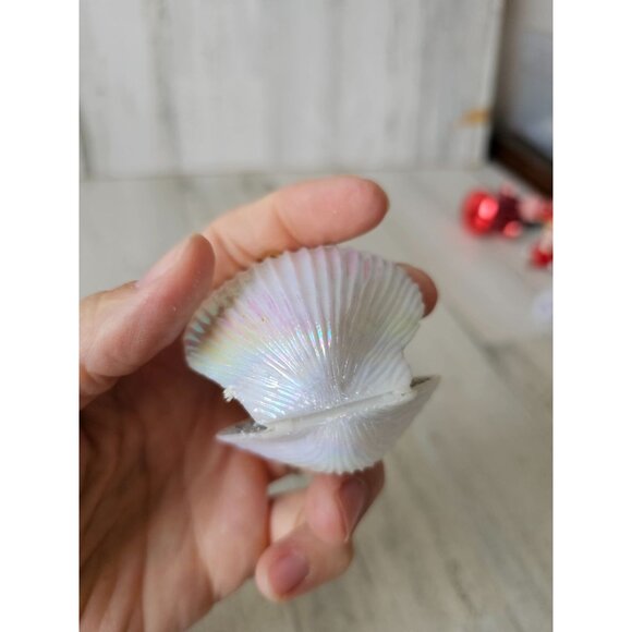 Antique elf clam shell ornament diorama pixie tree sparkle Xmas vintage tree - Picture 3 of 10